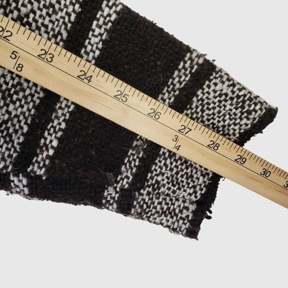 Mexican Poncho Baja Hoodie Surfer Pullover BLACK & WHITE Size L Made In Mexico - Picture 7 of 7